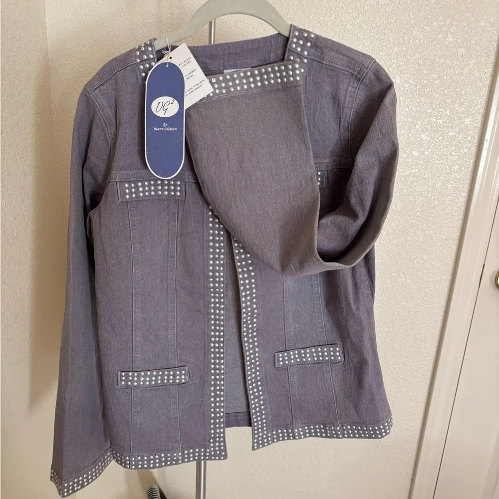 DG² by Diane Gilman Studded Jean Jacket | NWT | M - Picture 1 of 3